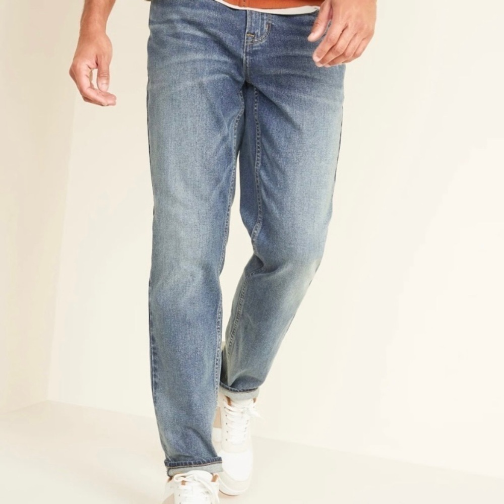 Old Navy 40x30 Tag Size Athletic Fit Jeans Mens Stretch Tapered Leg 28” Inseam